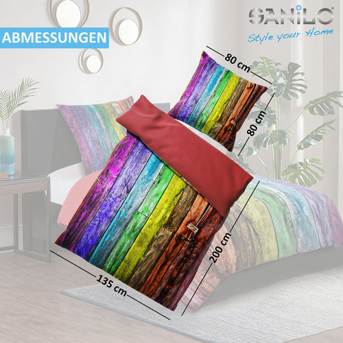 Sanilo Bettwäsche 2-teilig Rainbow, bunt, Baumwolle, B/H: 135 x 200 cm, Kissen: 80 x 80 cm - Bild 3