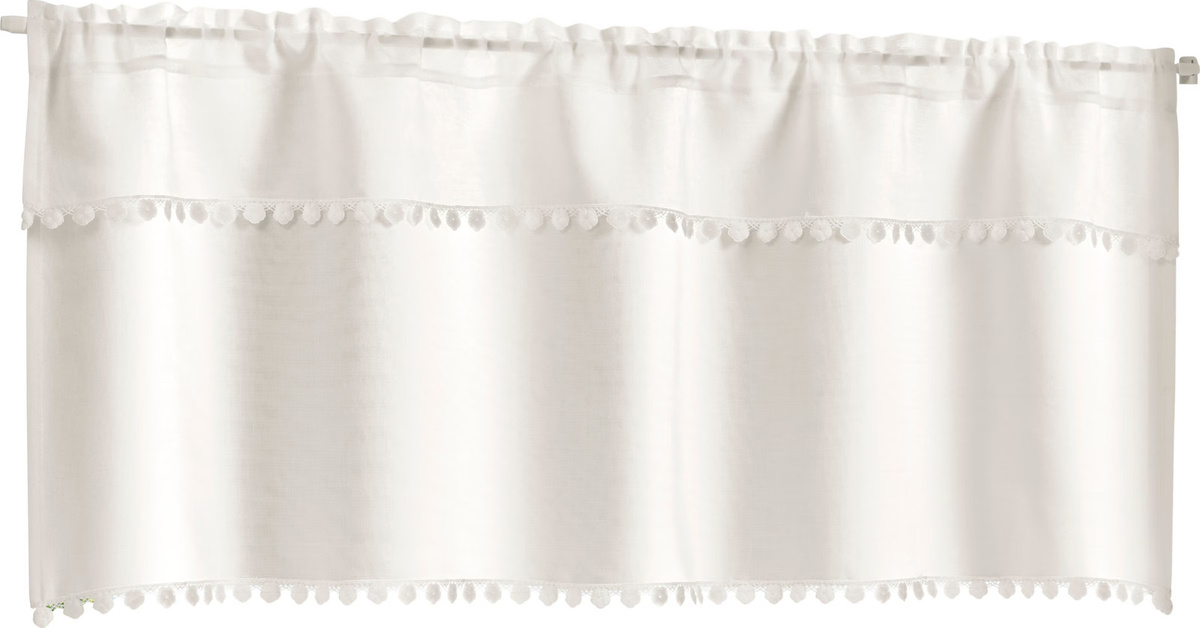 Heine Home Querbehang mit floralem Blütenmuster in Weiß, semi-transparent, 100% Polyester - Bild 1