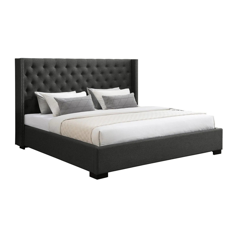 Vente-unique Bettrahmen Massimo in Grau mit Stoffbezug, B/T/H: 223,5 x 141,5 x 215,5 cm - Bild 2