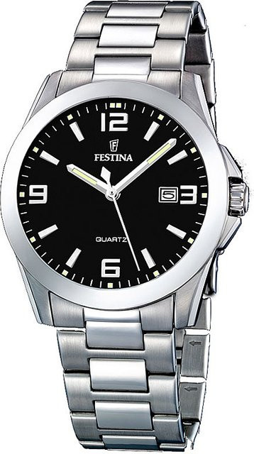 Festina Herrenuhr, Quarz, Edelstahl, Schwarz, 40 mm, 5 ATM - Bild 1