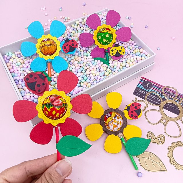 Alinacutle Blumen-Süßigkeitshalter Stanzform aus Metall in Gold für DIY-Papierhandwerk und Grußkarten - Bild 1