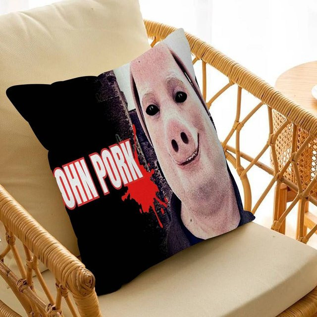 Personalisierte Kissenhülle John Pork Ruft Anruf Annehmen von JMG Clothing, Farbe: Schwarz, B/T/H: 50 x 50 x 1 cm - Bild 1