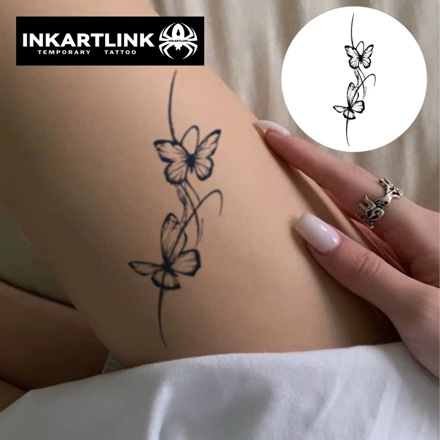 INKARTLINK Temporäre Tattoo-Aufkleber, Schmetterling, 1-2 Wochen haltbar - Bild 2