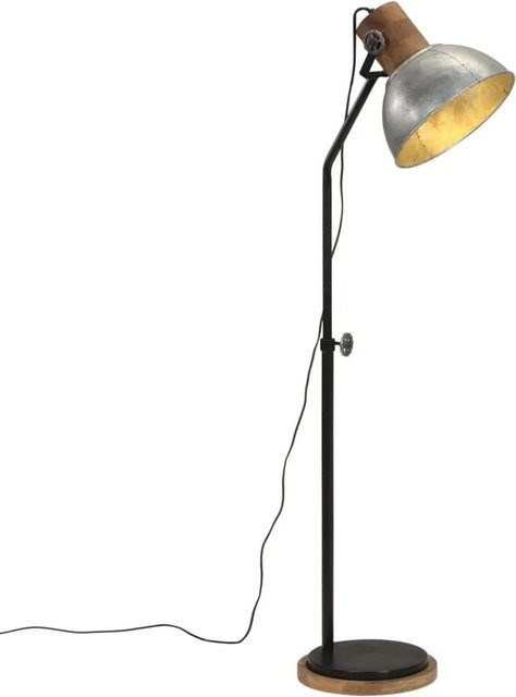 vidaXL Stehleuchte Vintage Silbern im Industrial Design mit E27 Fassung, höhenverstellbar, B/T/H: 30 x 30 x 100-150 cm - Bild 1