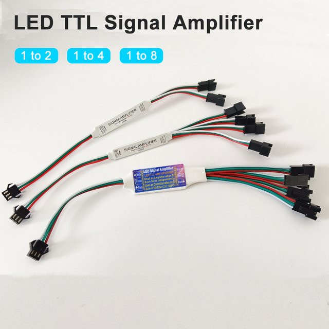 FUNZENXIN 2 in 1 Mini Signal Verstärker Controller für adressierbare RGBIC LED Streifen WS2812 WS2811, 5V-24V, 3Pin, Farbe: Weiß - Bild 1