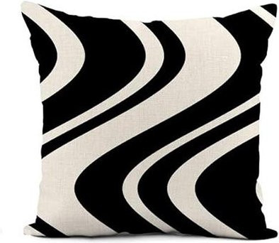 JMG Clothing Leinen Kissenbezug quadratisch schwarz-weiß gestreift Vintage Design B/B/H: 50 x 50 x 0 cm - Bild 1