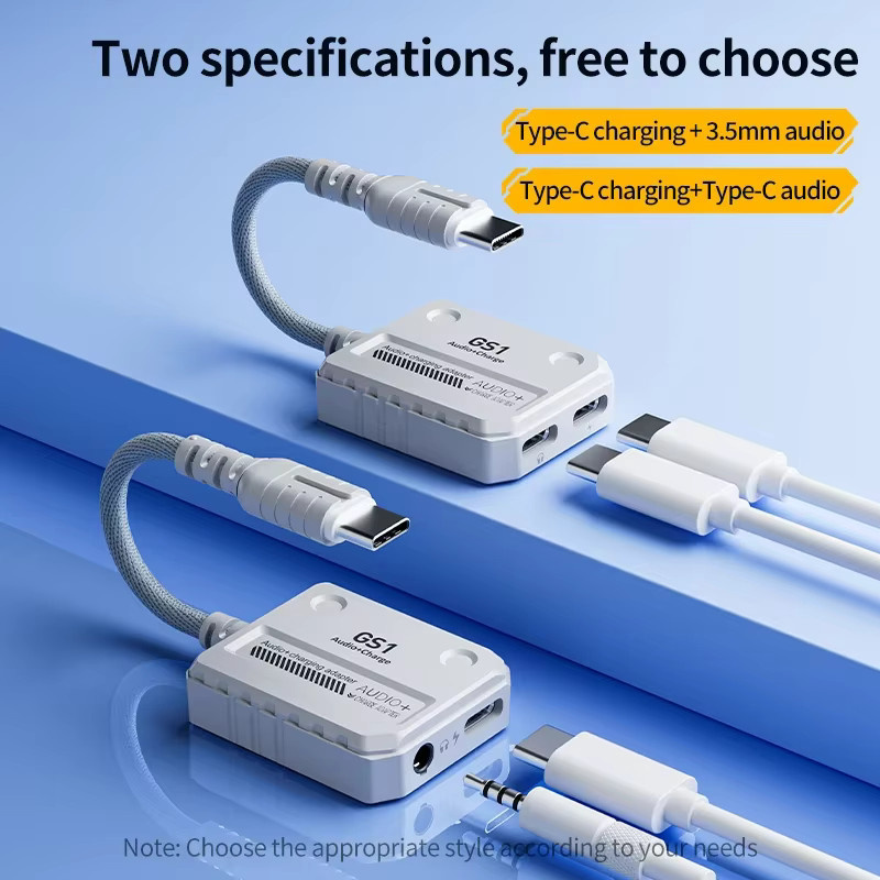 PLEXTONE GS1 USB-C auf 3,5 mm Audio-Adapter mit 60 W Ladefunktion, Farbe: Weiß, kompatibel mit iPad Pro und iPhone 15/16 - Bild 2