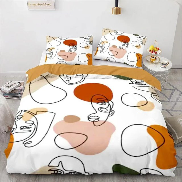 Bettwäsche Set Binchi Outdoor Product mit abstraktem Gesicht Portrait Design in Multicolour, Material Polyester Microfaser, B/H: 220 x 260 cm - Bild 1