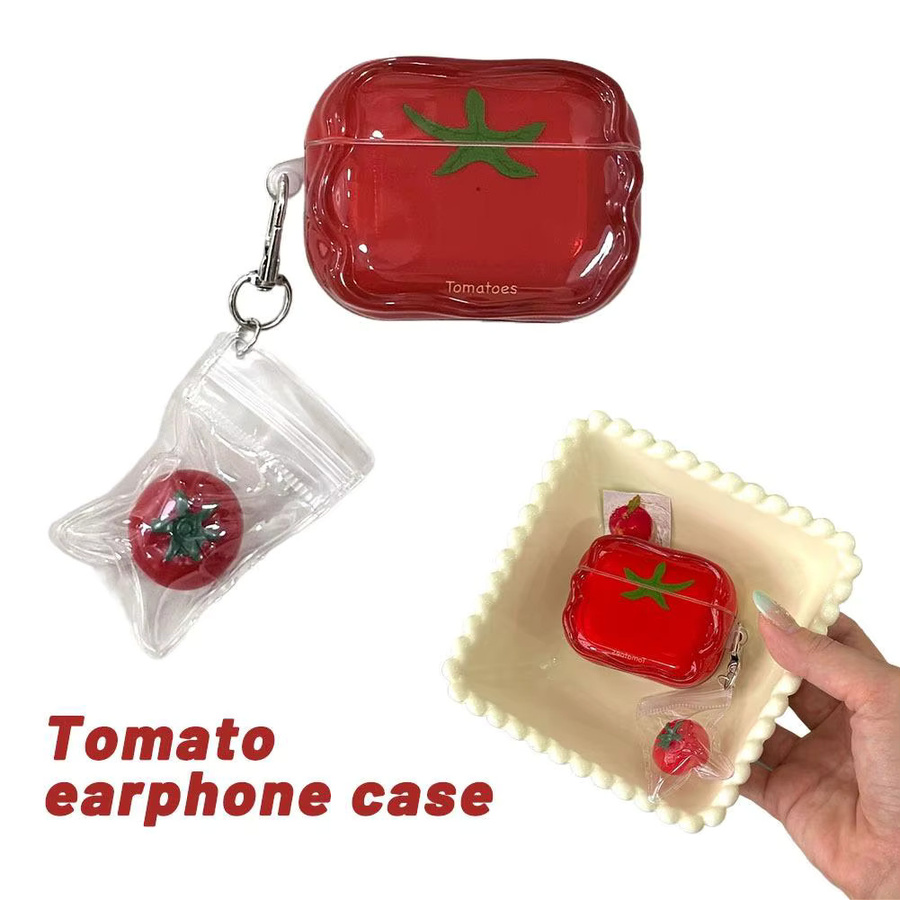 Schutzhülle im Tomaten-Design für Apple AirPods 2/3/4, rote TPU Abdeckung für Bluetooth Kopfhörer - Bild 2