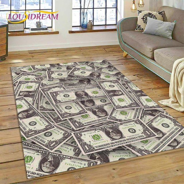 ChenYing01 Teppich mit Dollar-, Euro- und Pfund-Motiv in Multicolour, rutschfeste und waschbare Bodenmatte aus Polyester, Breite: 160 cm, Tiefe: 200 cm - Bild 1