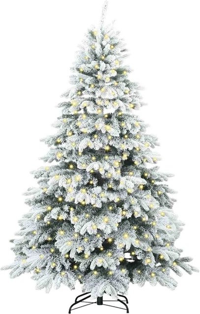 vidaXL Künstlicher Weihnachtsbaum in Grün mit 300 warmweißen LEDs aus PE und PVC, Höhe: 210 cm - Bild 1