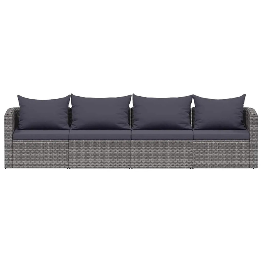 vidaXL 4-teilige Garten-Sofagarnitur in U-Form aus Poly Rattan mit Kissen in Grau - Bild 2