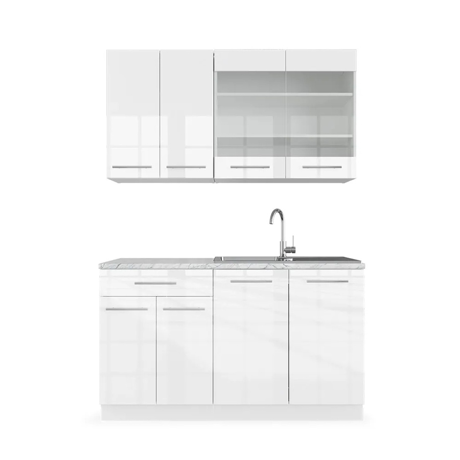Vicco Küchenzeile Fame-Line Single Einbauküche in Weiß Hochglanz, Breite: 140 cm - Bild 2