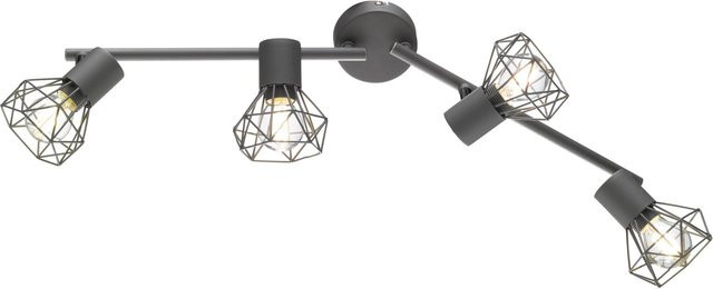 Fischer & Honsel Deckenleuchte Spot grau Chrom aus Metall mit 4 E14 Fassungen B/H/T: 60 x 18 x 8 cm - Bild 1