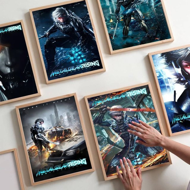 Metal Gear Rising Revengeance Vintage Anime Poster als Aufkleber für deine Wanddekoration in Weiß - Bild 1