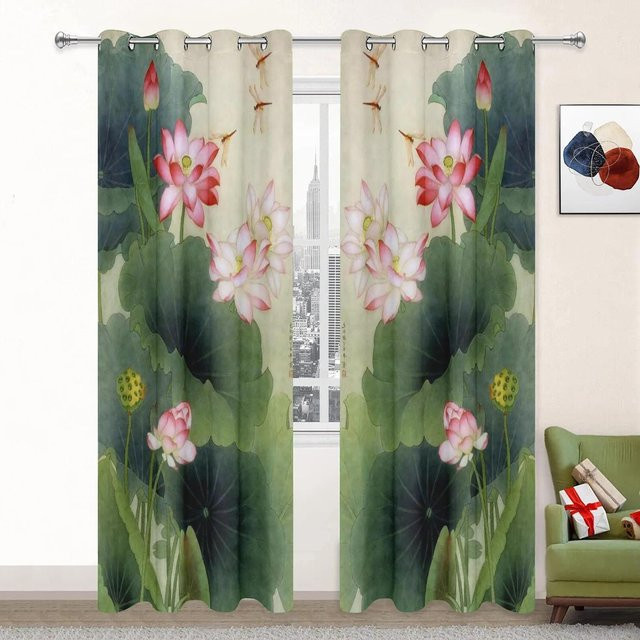 Yiran Furniture Verdunkelungsvorhang Landschaft mit Ösen, Mehrfarbig, B: 55 cm, H: 120 cm - Bild 1