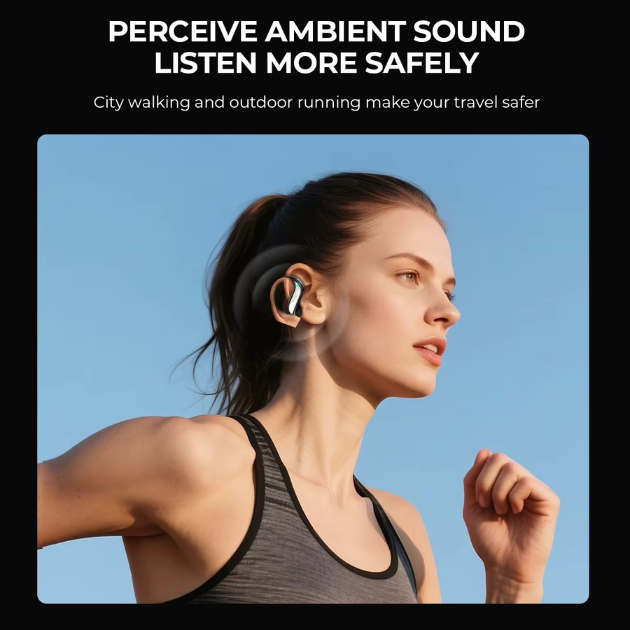 HTC NE23 Open-Ear Bluetooth-Kopfhörer in Schwarz mit Übersetzungsfunktion, Mikrofon, HD-Telefonie und IPX5 Wasserdichtigkeit für Hi-Fi Stereo-Sound - Bild 3