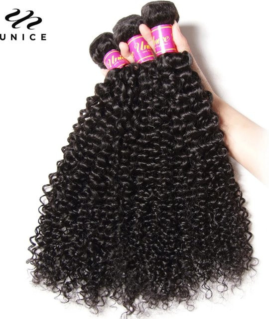 UNice Hair Virgin Human Hair Bundles, burmesisches lockiges Echthaar, 3 Bundles, natürliche Farbe - Bild 1