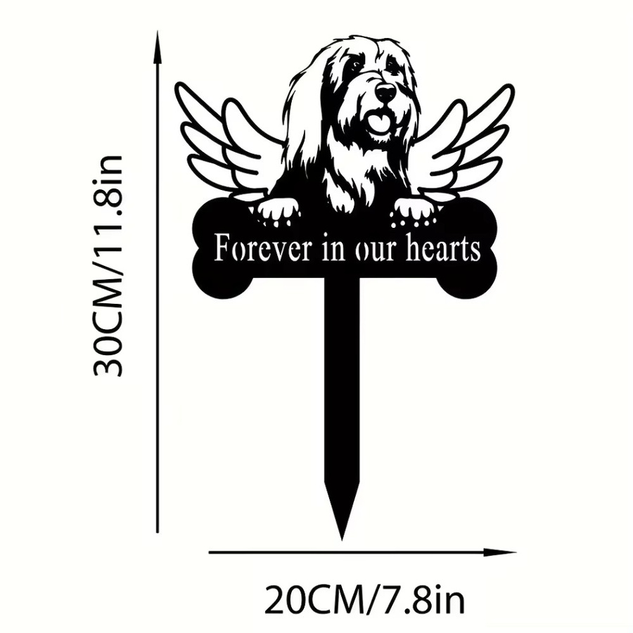 CIFbuy Bearded Collie Hund Gedenkstein aus Metall in Schwarz als Grabstein und Gartendekoration für dein Haustier - Bild 2