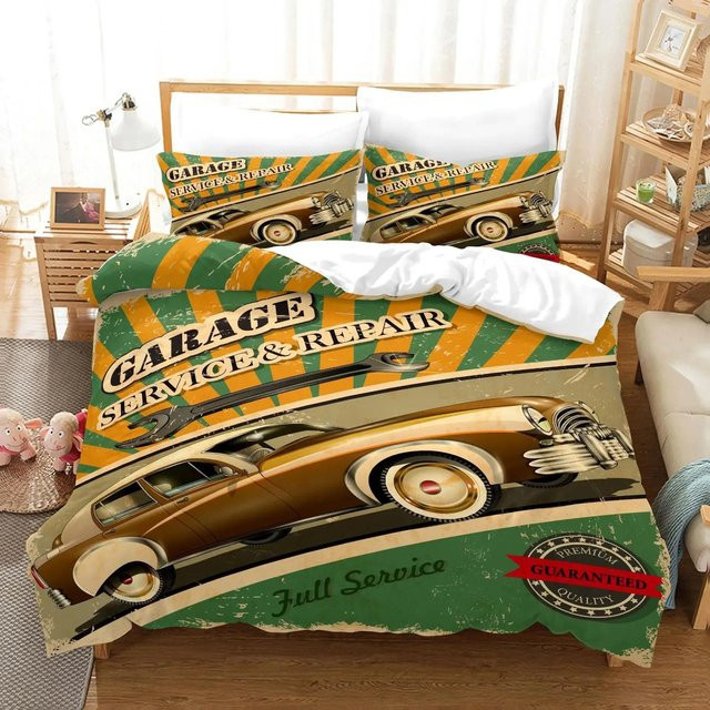 JMG Household Supplies Bettwäscheset mit nostalgischem Oldtimer-Motiv, Polyester, Mehrfarbig, Breite: 70 cm, Länge: 133 cm - Bild 1