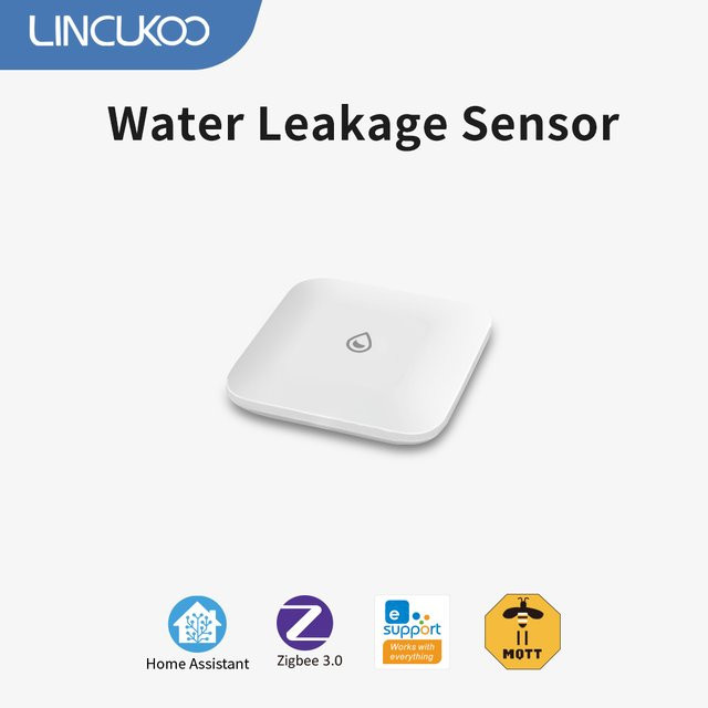 Lincukoo ZigBee 3.0 Intelligenter Wasserleck-Sensor in Weiß zur Leckage-Erkennung mit Unterstützung für Zigbee2MQTT, Home Assistant und EWeLink - Bild 1