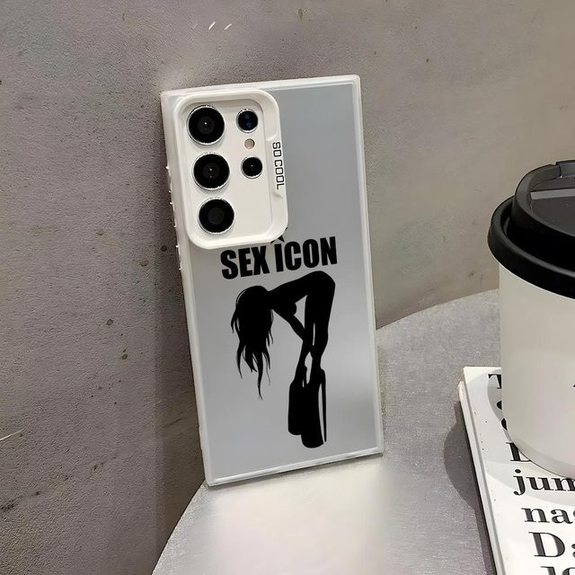 Silikon Handyhülle mit Sex Icon Muster für Samsung Galaxy S25 S24 S23 S22 S21 S20 Ultra in Silber und Bunt - Bild 1