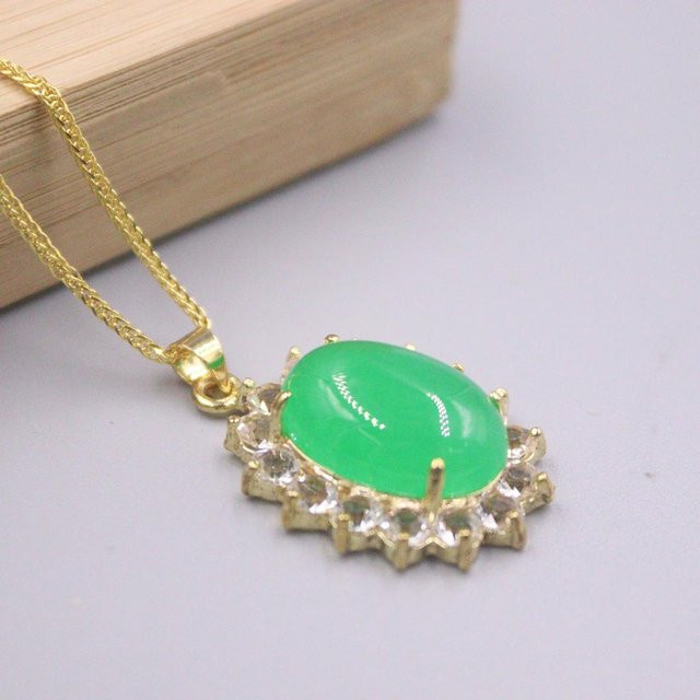 Wucifang Jewelry Anhänger Jade, Zirkonia, 925 Silber Halskette, 45 cm, Damen - Bild 1
