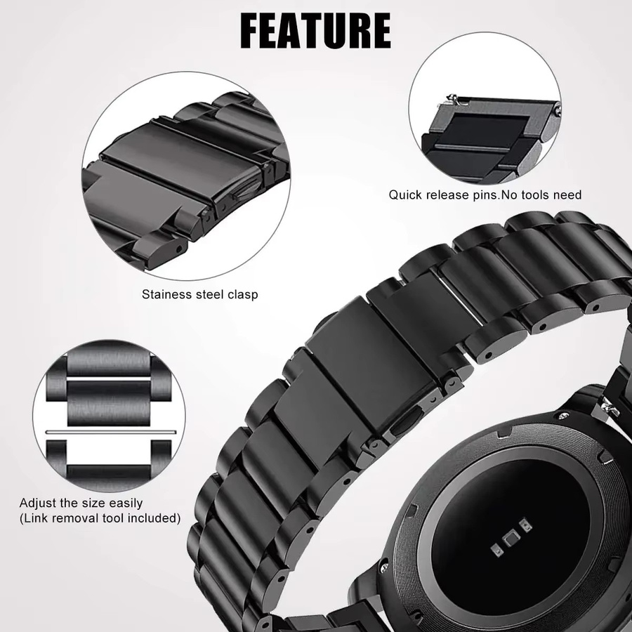 Smartwatch Armband Edelstahl, 20mm 22mm, Unisex - Bild 3