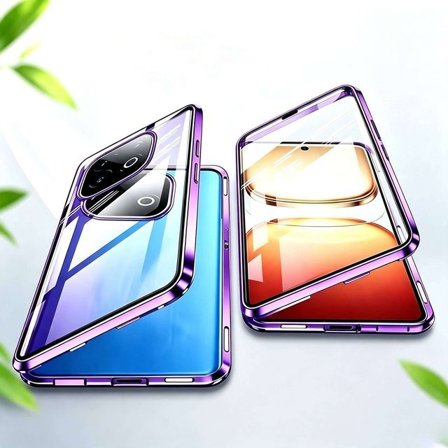 Schutzhülle für Xiaomi 17T und 15T Pro mit gehärtetem Glas und Metallrahmen sowie Linsenschutz in Violett - Bild 1