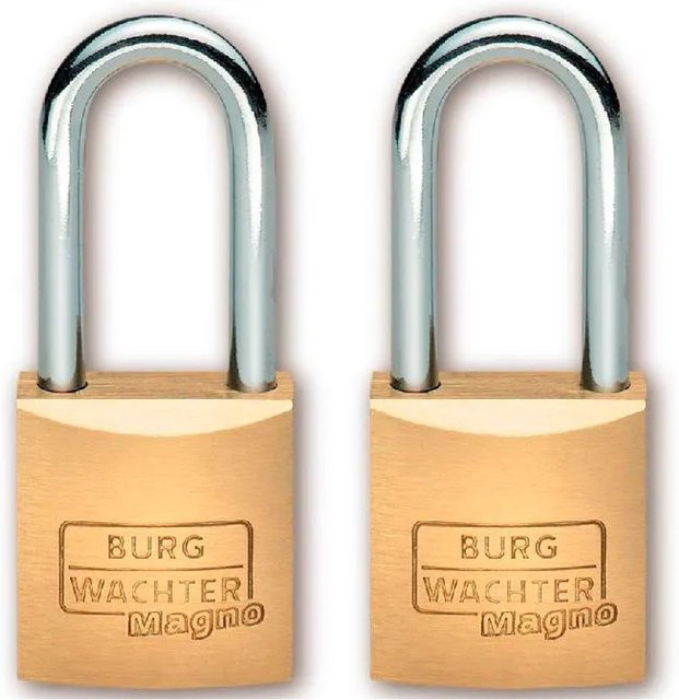 Burg Wächter Vorhangschloss-Set Duo 400 HB 20 26 SB in Gold mit Schlüssel - Bild 1
