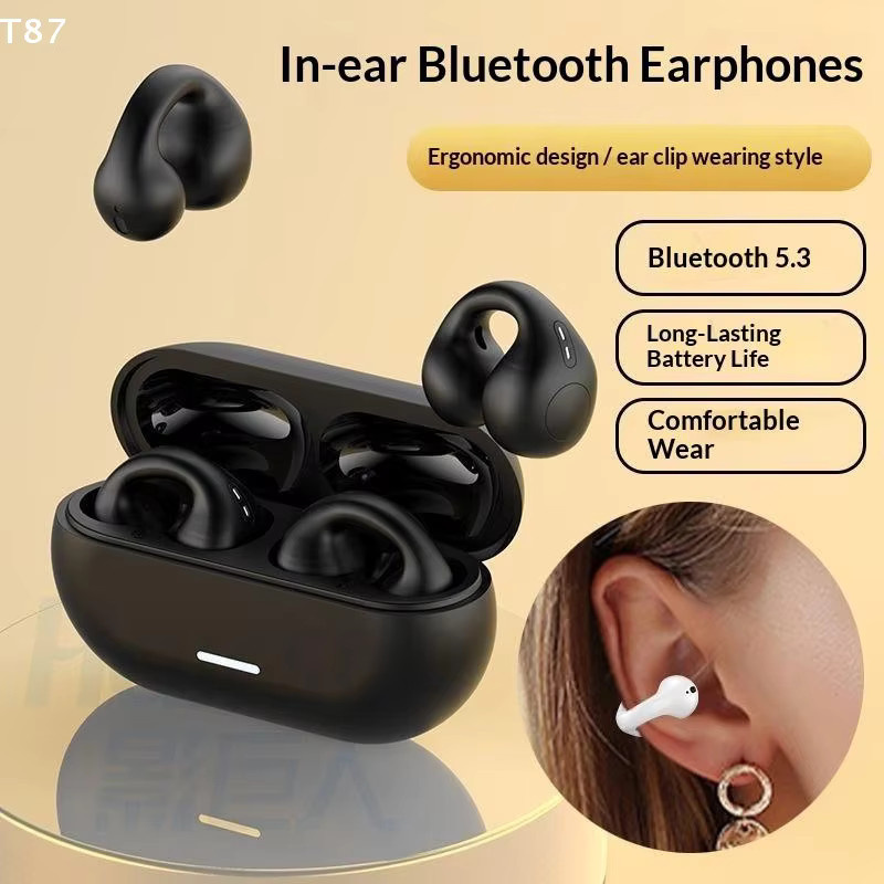 eelhoe T75 Fone Soft-Silikon-Ohrclip Bluetooth-Kopfhörer mit Geräuschunterdrückung in Schwarz - Bild 1