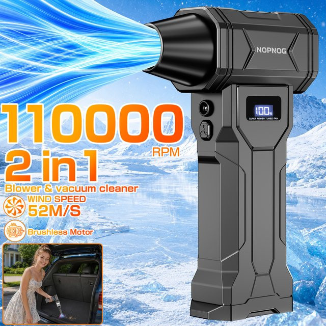 NOPNOG Turbo-Lüfter Autostaubsauger und Jetventilator in Schwarz mit 110000 RPM zur Reinigung und als elektrisches Blaswerkzeug - Bild 1