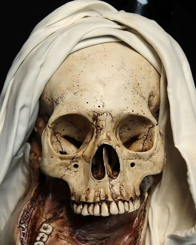 Transfiguratio Mortis Statue aus Kunstharz in Weiß als Halloween Dekoration und Kunstwerk - Bild 6