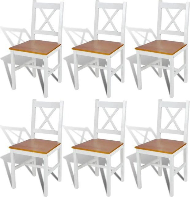 6er Set vidaXL Esszimmerstühle aus lackiertem Kiefernholz in Weiß - Bild 1