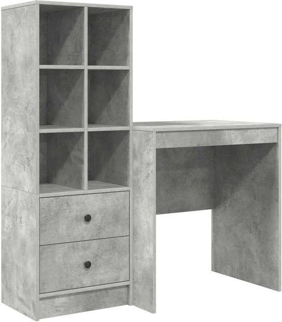 vidaXL Schreibtisch und Hochboard Set in Betongrau, modern, 2-teilig - Bild 1
