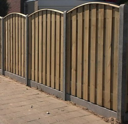 Sichtschutzzaun aus Holz und Beton B: 200 cm, H: 190 cm - Bild 1