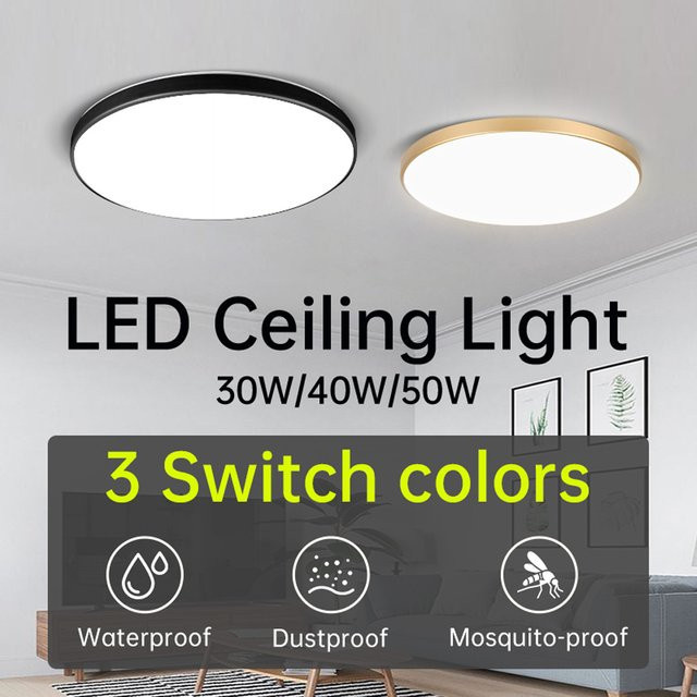 CANMEIJIA Moderne LED-Deckenleuchte in Weiß mit 3 Lichtfarben für Wohnzimmer, Schlafzimmer, Küche und Bad - Bild 1