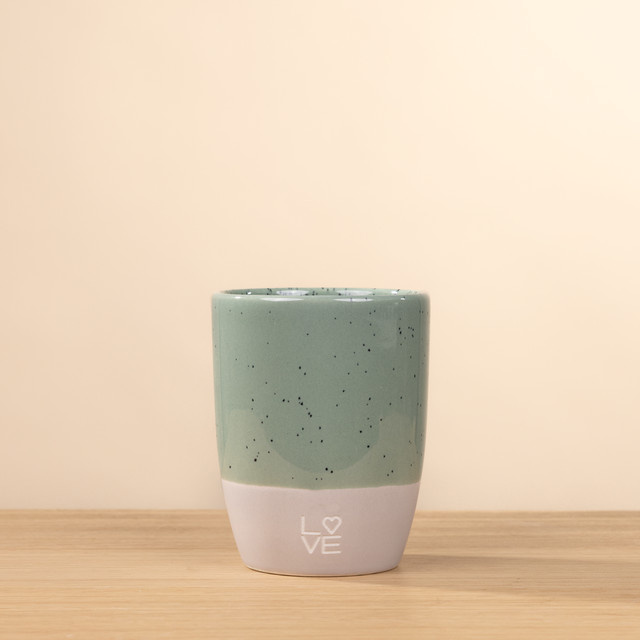 BLUME2000 Becher LOVE in Mint aus Keramik mit Punktmuster - Bild 1