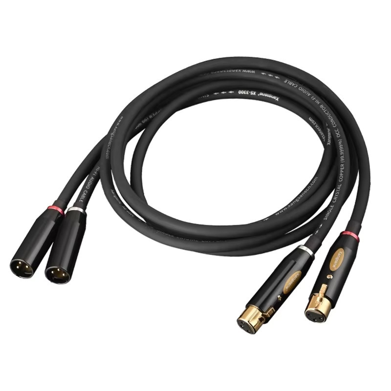 Xangsane Hi-End 6N OCC XLR Symmetrisches Audiokabel Paar in Schwarz mit 3-poligen XLR-Steckern und Buchsen für Mikrofon, Verstärker und CD-Player - Bild 2