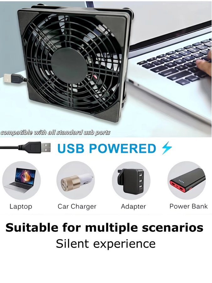 AuyiHomu Multifunktionaler USB-Lüfter in Schwarz zur effizienten Wärmeableitung für PS5, Xbox, PC und Router - Bild 5