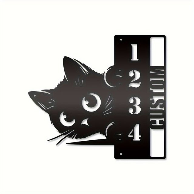 Individuelles Türschild Spähende Katze von Hello Young aus Metall in Schwarz für die Wanddekoration - Bild 1
