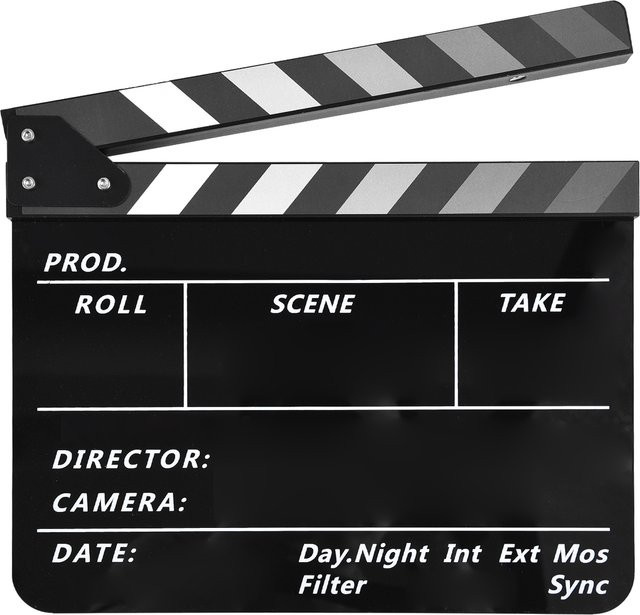 Acryl Film Clapperboard für Regisseure in Schwarz und Weiß zum Beschreiben - Bild 1