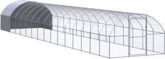 VIDAXL Außenvoliere für Hühner aus verzinktem Stahl und Drahtgeflecht, Farbe: Silber, B/T/H: 16 x 3 x 2 m - Bild 1