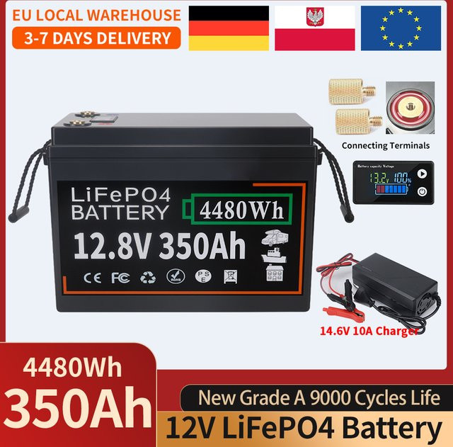 Likctt LiFePO4 Batterie mit integriertem 100A BMS für Solarenergie-Speicherung, Monitor und Trolling-Motor (12V/24V, 100Ah/150Ah/350Ah) - Bild 1