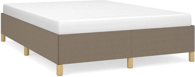 vidaXL Bettgestell aus Stoff in Beige und Grau mit gepolstertem Rahmen, B/T/H: 143 x 140 x 203 cm - Bild 1