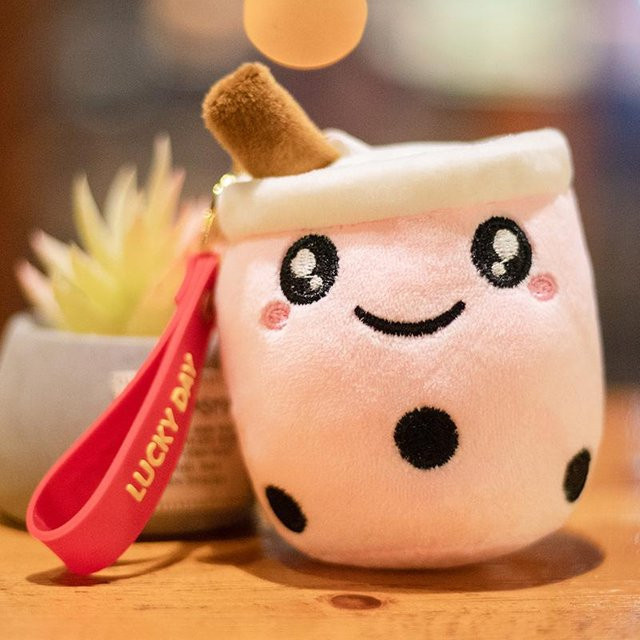 Cartoon Boba Frucht Blasenmilchtee Rucksack Anhänger Plüschtier, 10cm - Bild 1