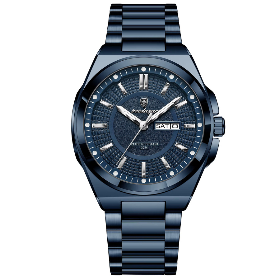 POEDAGAR Armbanduhr Edelstahl, Quarz, Herren, Silber - Bild 7