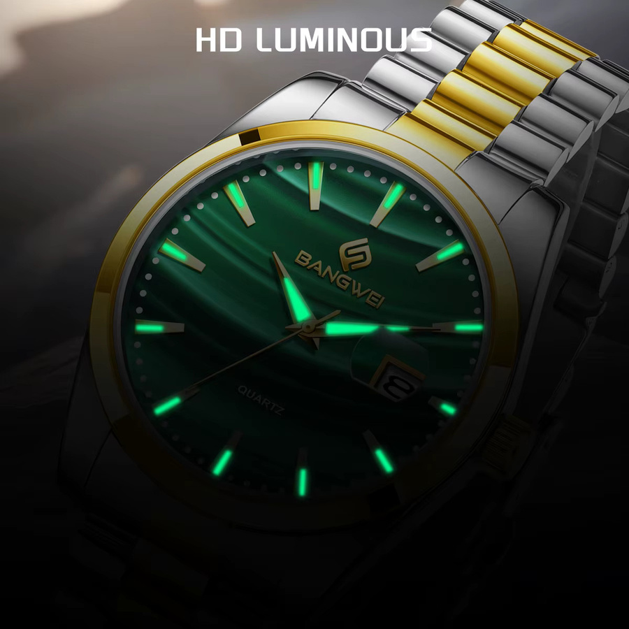 BANGWEI Armbanduhr, Quarz, Edelstahl, Schwarz, Herren - Bild 4