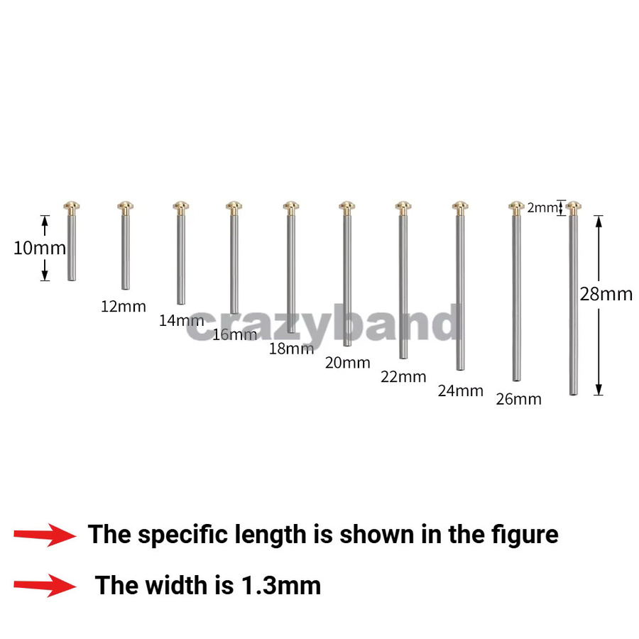 Uhrenarmband Niet Pin Schraube Link Set, 10-28mm, 1,3mm, Unisex - Bild 5