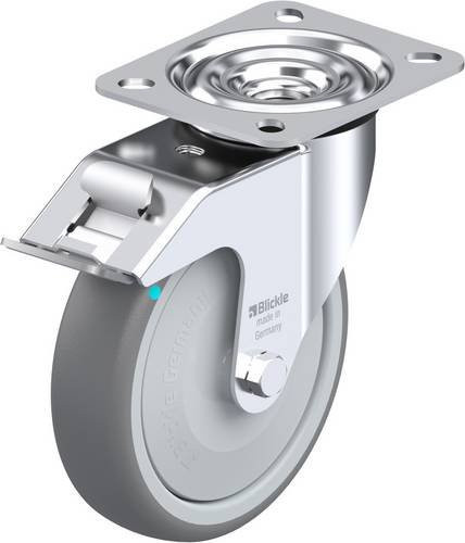 Blickle Lenkrolle LE-TPA 127KFD-FI mit Feststeller in Grau und Silber, Rad-Durchmesser: 125 mm, Tragfähigkeit: 125 kg - Bild 1